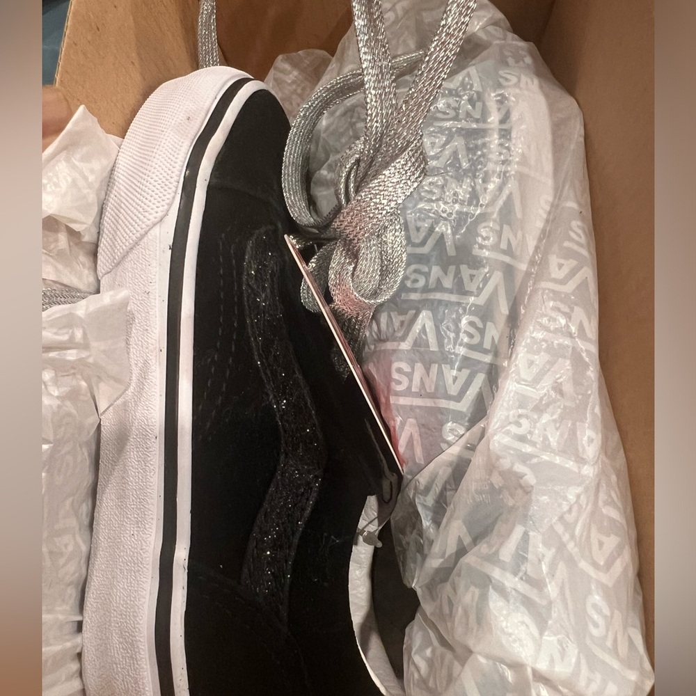 Vans Old Skool Black Glitter Side Stripe Pre-school - Picture 4 of 6